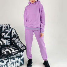 Load image into Gallery viewer, Solid Color Hooded Sweatshirt Set (Sweatshirt+Pants)
