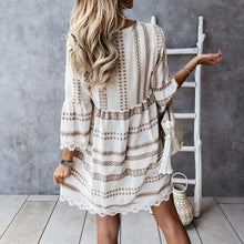Load image into Gallery viewer, V-Neck Lace Stitching Mini Dress
