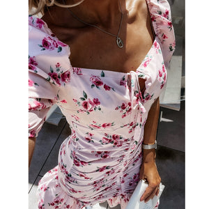 Fashion Floral Printed Mini Boydocn Dress