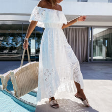 Load image into Gallery viewer, Elegant White Off Shoulder Vacation Maxi Dress
