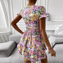 Load image into Gallery viewer, Floral Printed V-Neck Ruffle Mini Dress
