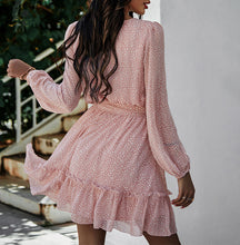 Load image into Gallery viewer, Lace-Up Round Neck Print Mini Dress
