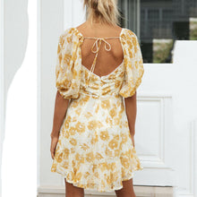Load image into Gallery viewer, Ruffled Puff Sleeve Floral Printed Mini Dress
