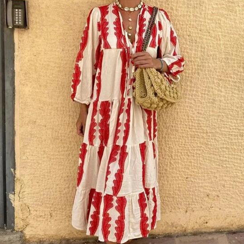 Boho Printed Casual Maxi Dress