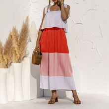 Load image into Gallery viewer, Lace-Up Ruffled Contrast Dress
