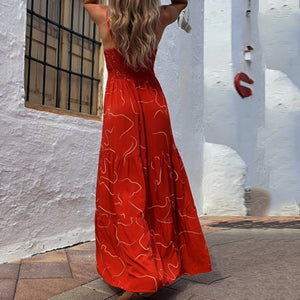 Fashion Floral Printed Vacation Maxi Dress
