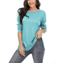 Load image into Gallery viewer, Solid Color Long Sleeve Split Top
