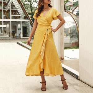 V-Neck Print Maxi Dress