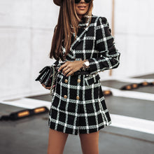 Load image into Gallery viewer, Retro Long Sleeved Plaid Lapel Mid-Length Coat

