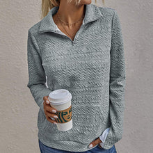 Load image into Gallery viewer, Lapel Zipper Cuff Stitching Sweatshirt
