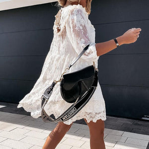Elegant Lace 7 Point Sleeve Mini Dress