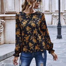Load image into Gallery viewer, Crew Neck Printed Chiffon Top
