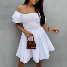 Load image into Gallery viewer, Off The Shoulder Puff Sleeve Mini Dress
