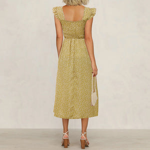 Round Neck Floral Flying Sleeve Dress