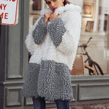 Load image into Gallery viewer, Contrast Stitching Plush Cardigan Coat
