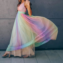 Load image into Gallery viewer, Gradient Rainbow Mesh Sling Dress

