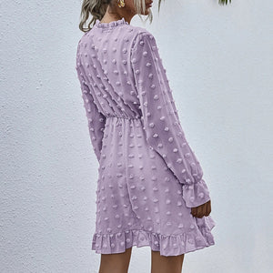 Elegant V-Neck Ruffle Mini Dress