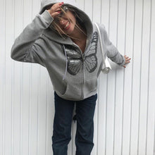 Load image into Gallery viewer, Butterfly Printed Zipper Hoodies Coat
