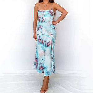Tie-Dye Print Sling Maxi Dress
