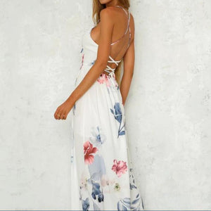 Printed Slit Sling Floarl Printed Dress