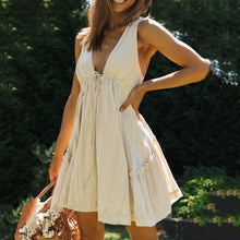 Load image into Gallery viewer, V-Neck Front And Back Drawstring Dress

