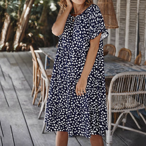 Lotus Leaf Sleeve Polka Dot Dress