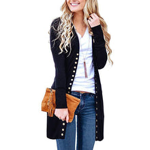 Load image into Gallery viewer, Solid Color Button Mid-Length Cardigan
