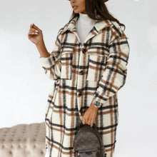 Load image into Gallery viewer, Plaid Long Woolen Coat
