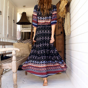 Soft Bohemian Style Printed Dress
