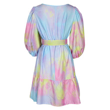 Load image into Gallery viewer, Elegant Tie Dye Ruffle Mini Dress
