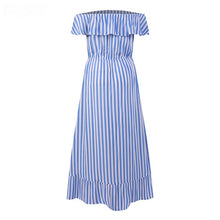 Load image into Gallery viewer, One-Shoulder Striped Slit Irregula Maxi Dress
