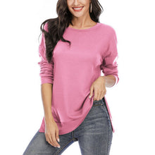 Load image into Gallery viewer, Solid Color Long Sleeve Split Top
