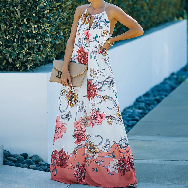 Summer Halter Floarl Printed Maxi Dress
