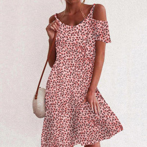 Floral Printed Off Shoulder Vacation Dress