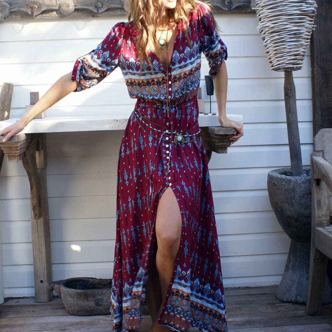 Soft Bohemian Style Printed Dress