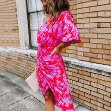 Load image into Gallery viewer, Fashion One Shoulder Floarl Printed Bodycon Dress
