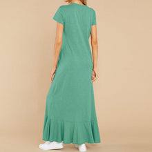 Load image into Gallery viewer, Round Neck Ruffled Slit Dress

