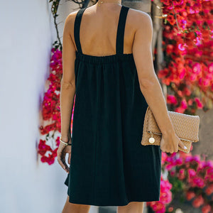 Solid Color Off-The-Shoulder Mini Dress