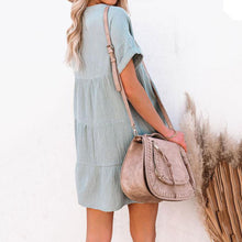 Load image into Gallery viewer, Casual Solid Color V-Neck Mini Dress
