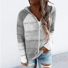 Load image into Gallery viewer, Colorful Striped Zipper Hooded Sweater

