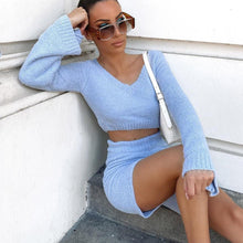 Load image into Gallery viewer, Plush V-neck Shorts Casual Look Set
