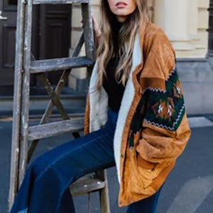 Ethnic Printed Casual Cotton Coat