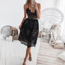 Load image into Gallery viewer, Sexy V-Neck Lace Backless Midi Dress
