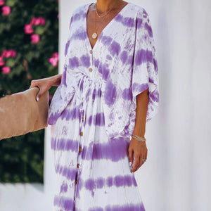 Casual V-Neck Tie-Dye Maxi Dress