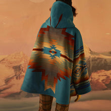 Load image into Gallery viewer, Long Sleeved Hooded Printed Woolen Coat
