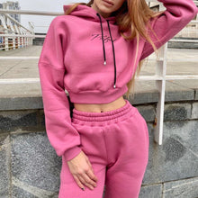 Load image into Gallery viewer, Casual Hooded Sweatshirt + Pants Set
