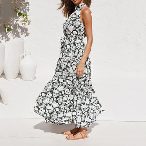 Haltert Floarl Printed Maxi Vacation Dress