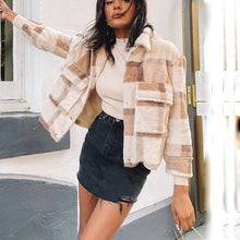 Load image into Gallery viewer, Short Plaid Woolen Flocking Coat
