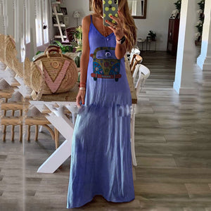Cute Cartoon Printed Maxi Dress