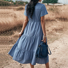 Load image into Gallery viewer, Solid Color V-Neck Dress
